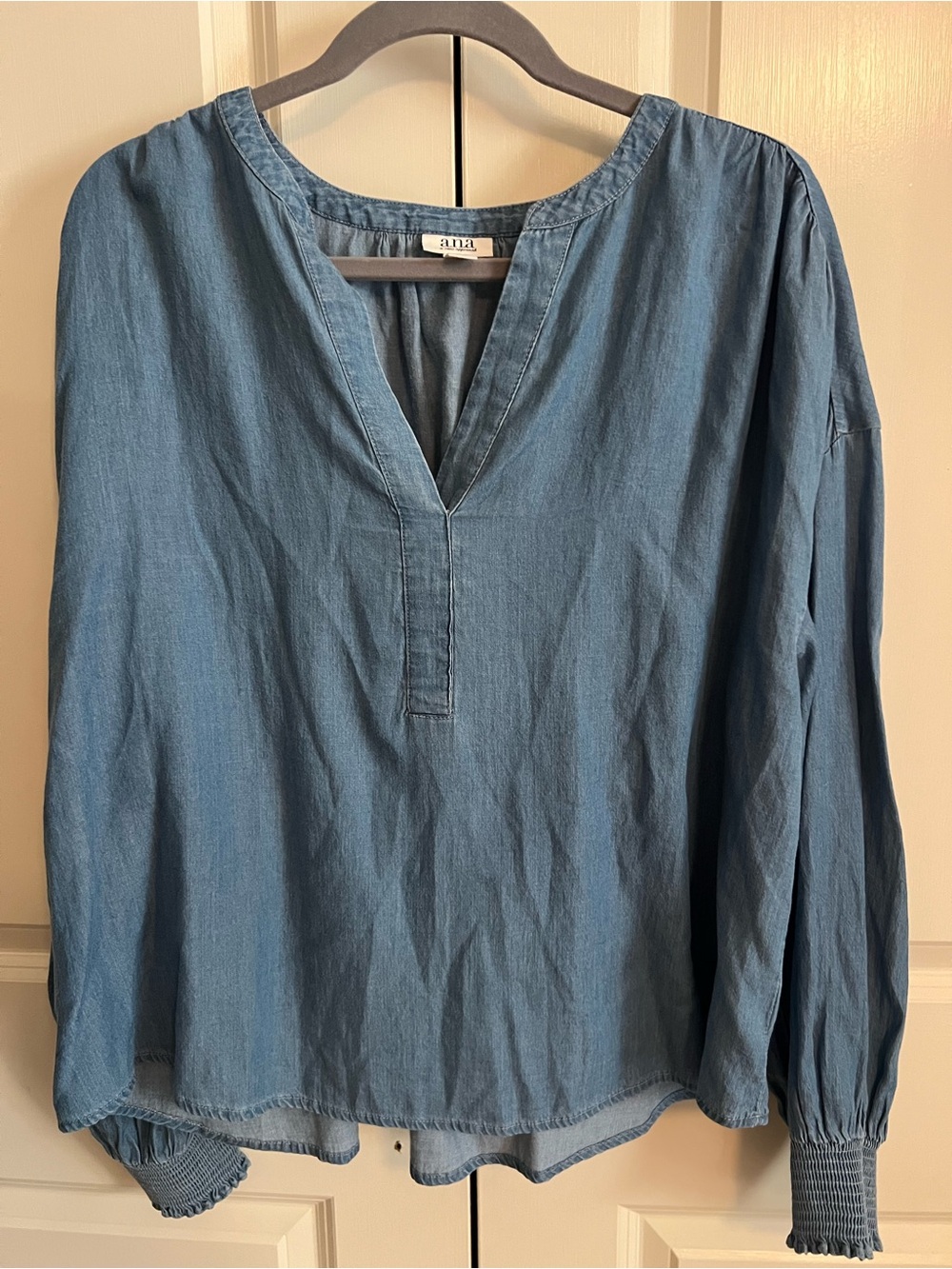 a.n.a Blue Chambray V-Neck Tunic